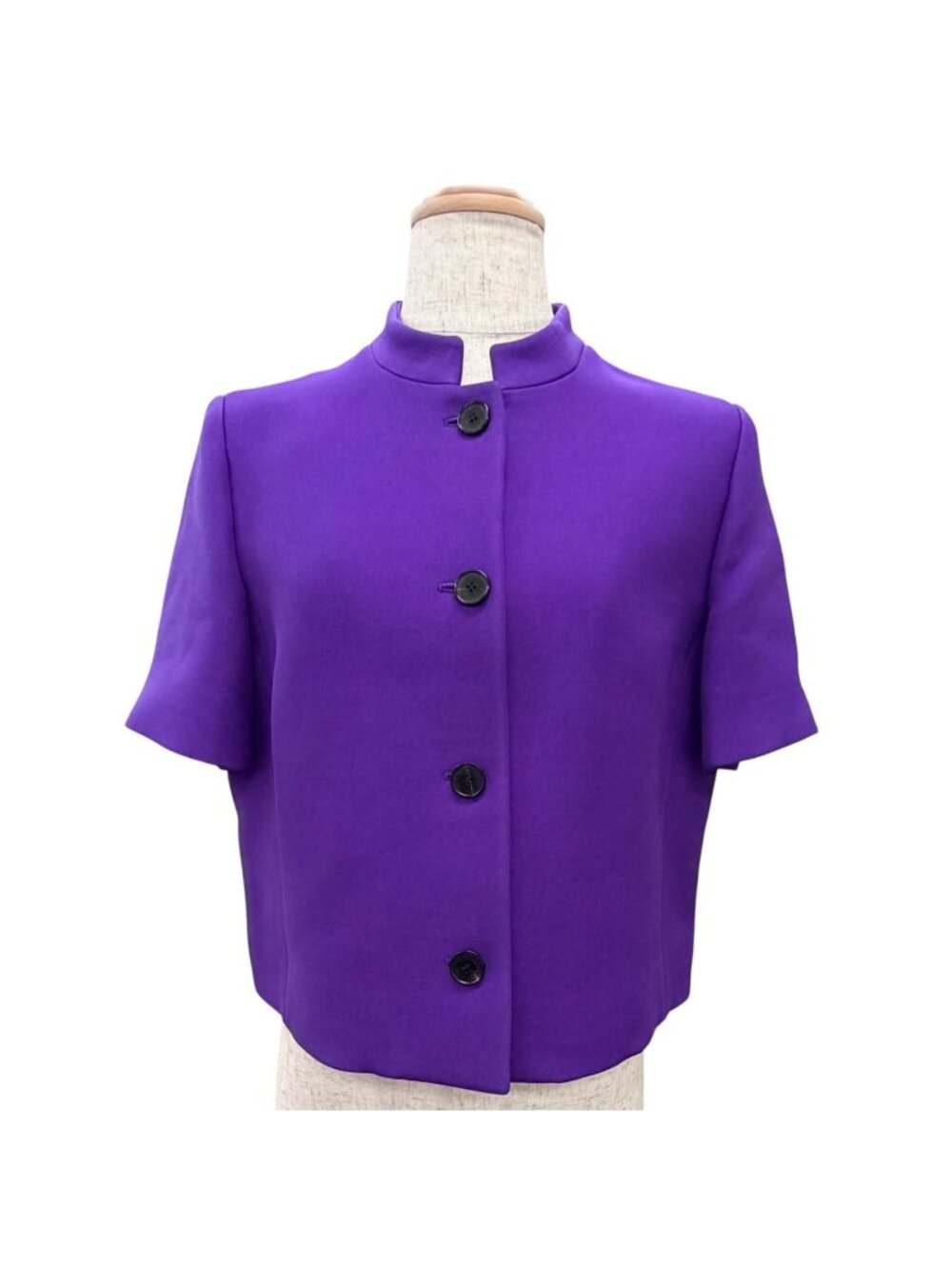 Dior Silk Mixed Logo Button Stand Collar Short Sleeve Jacket 40